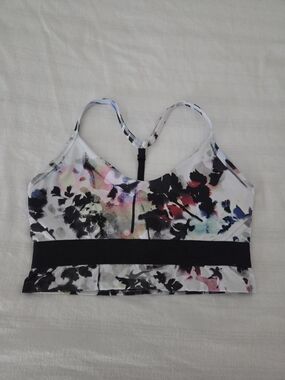 Nike Dri-Fit Floral Racerback Sports Bra - White with Multicolor Accents